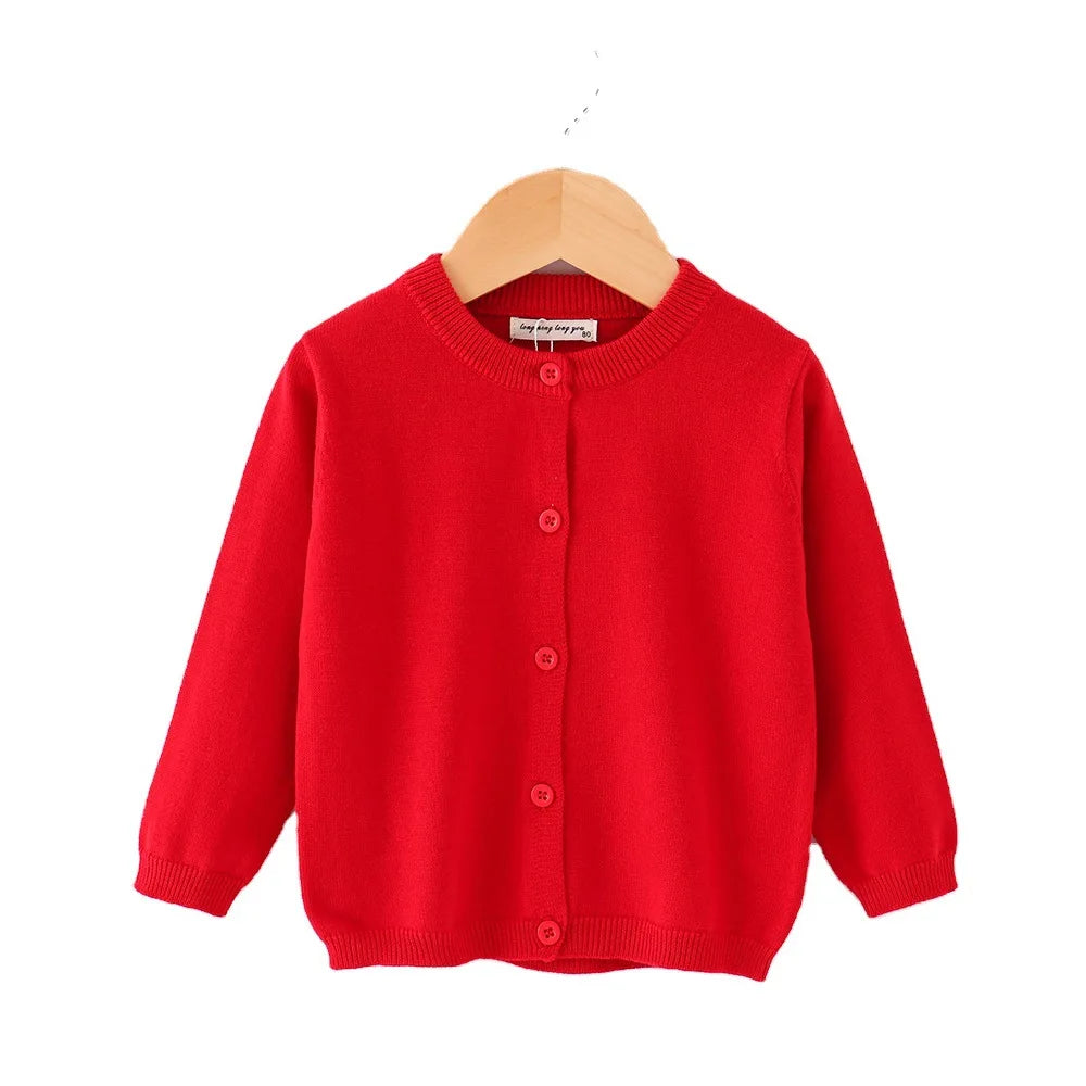 Autumn Girls Clothes Baby Casual Cardigan Solid Open Stitch Boys Soft Coats Children Sweaters Toddler Knit Jackets Full Sleeve