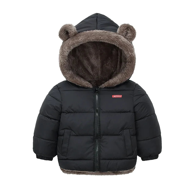 Boys Girls Thick Jackets Winter Kids Padded Fleece Warm Coats Children Hooded Cotton Outerwear Kids Clothes Cashmere Snowsuit