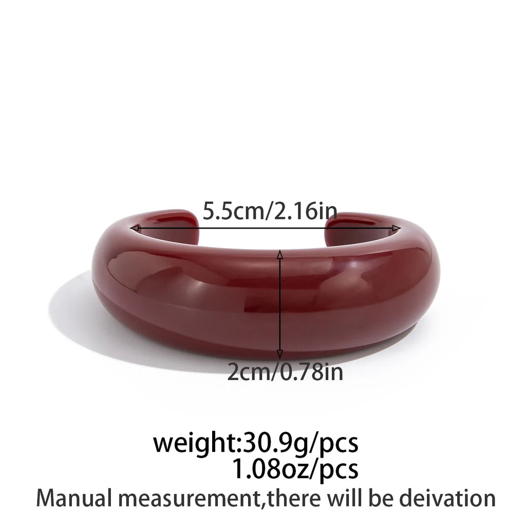 Vintage Red Thick Resin Acrylic Bangles for Women on Hand Goth Geometric Charm Wide Hip Hop Metal Cuff Bangle Aesthetic Jewelry