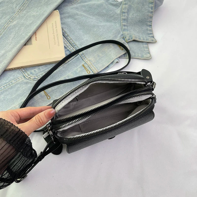 100% Genuine cowhide Women's Leather Mobile Phone Bag Crossbody Bags For Women Bag Designer Crossbody Bag Messenger Bags Sac