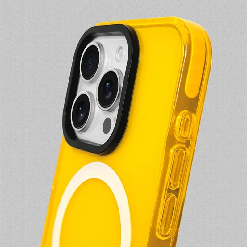 Neon Color Clear Crystal Magnetic Phone Case For Iphone 17 16 15pro 15 14 13max 12 Wireless Charging Soft Silicone Bumper Cover