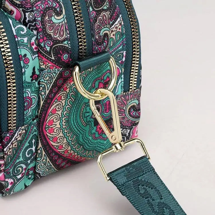 New Nylon Canvas Bag Large Bag Waterproof Shopping Bag Large Capacity Floral Shoulder Handbag Women Bag Mother Bag