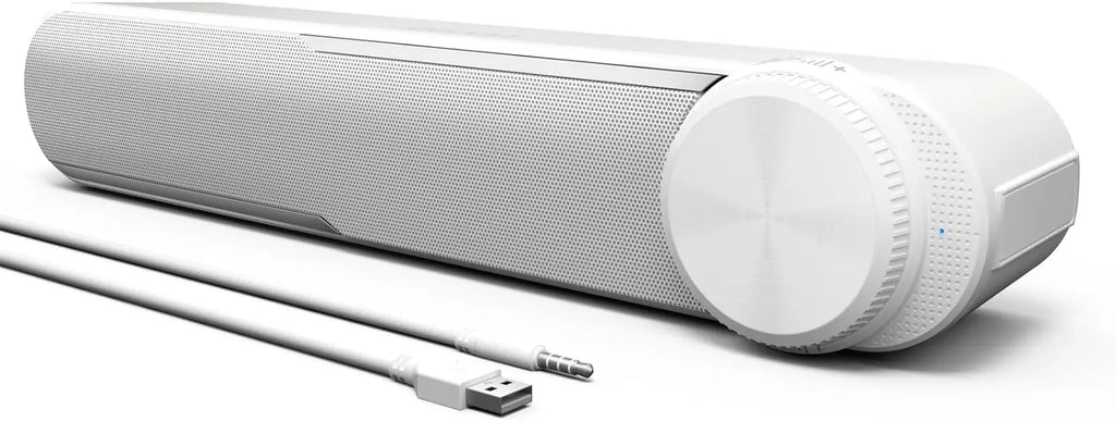 Jeecoo A30 Wired Computer Speakers PC Soundbar for Monitor USB-Powered w/3.5mm AUX,Big Volume Control - Laptop Tablet Compatible