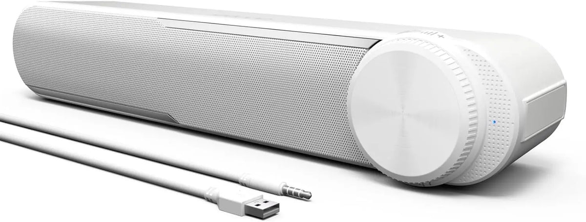 Jeecoo A30 Wired Computer Speakers PC Soundbar for Monitor USB-Powered w/3.5mm AUX,Big Volume Control - Laptop Tablet Compatible