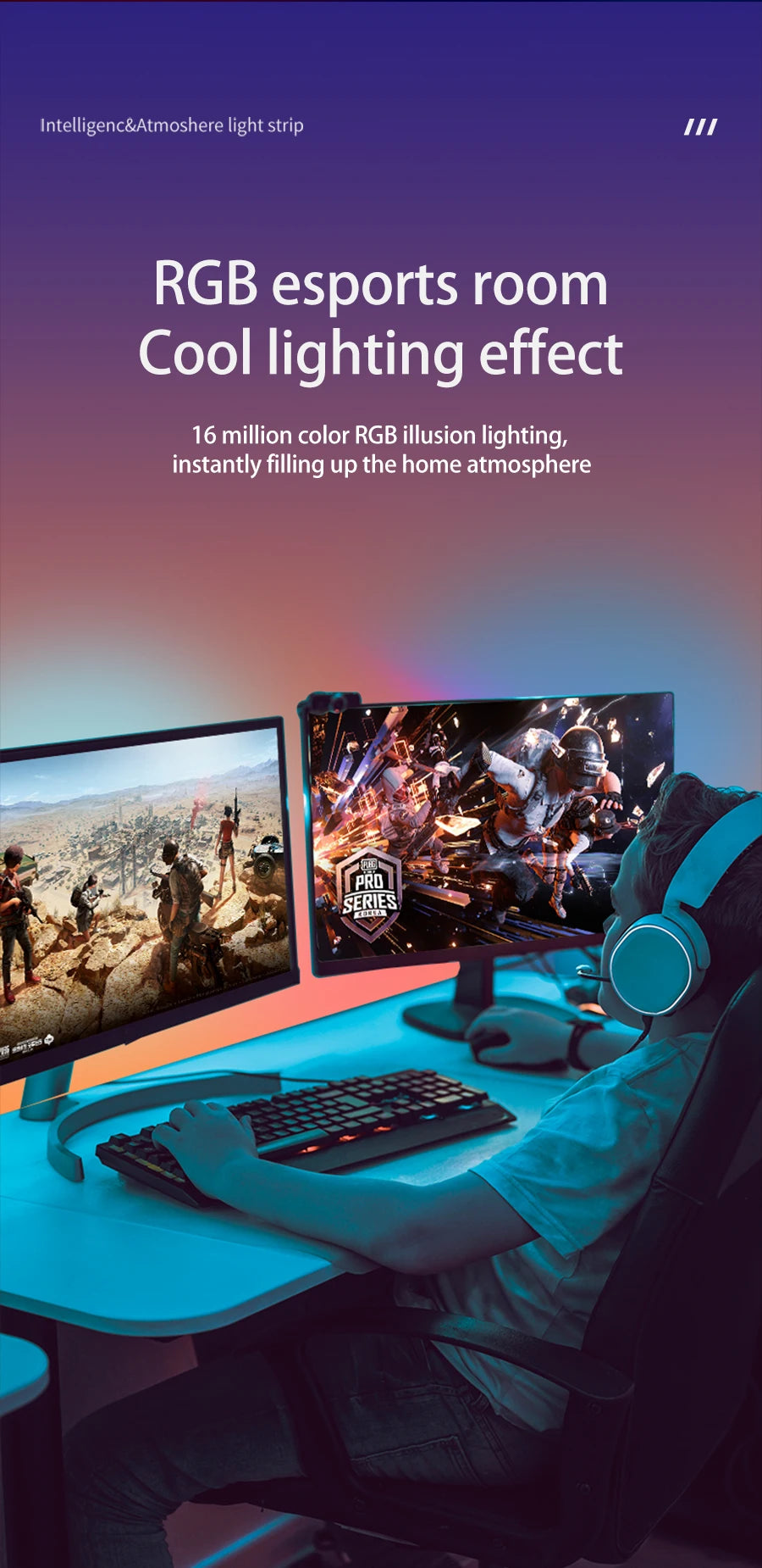 Smart Gaming LED Strip Lights Computer Sync Light Strip Monitor RGB Screen LED Backlight For Gaming Room Atmosphere Decor