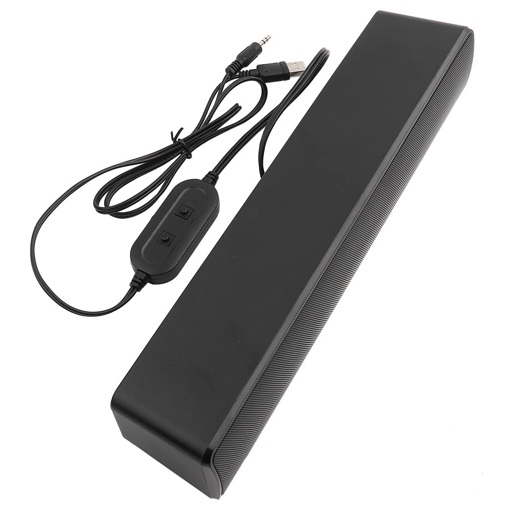 Portable Soundbar USB Wired Stereo Soundbar Music Player Bass Surround Sound Box 3.5mm Input for PC Cellphones Stereo Soundbar