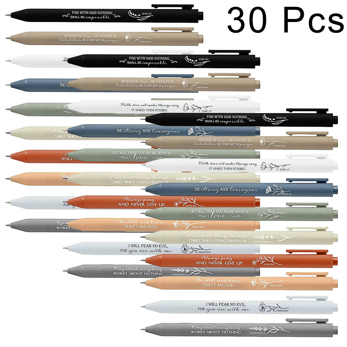 10/20/30 Pcs Set of Inspirational Christian Pens Bulk Religious Gifts: Bible Verse Ballpoint Pens Scripture Gifts