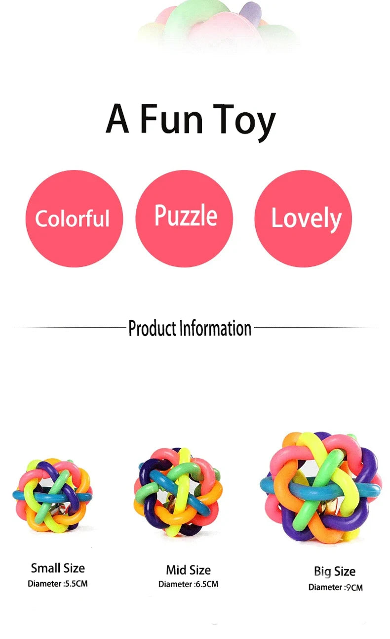 Colorful Bell Woven Toy Popular Dog Bite Resistant Rubber Pet Chewing Playing Fetching Nice Ball Puppy Toy for Large Small Dogs