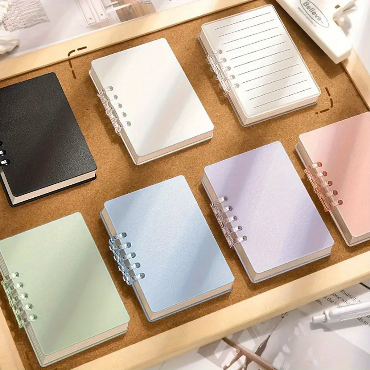 1PC 80 Sheets Portable A7 Mini Loose-Leaf Notebook, Pocket Memo Diary Planner, Agenda Organizer for School & Office Supplies