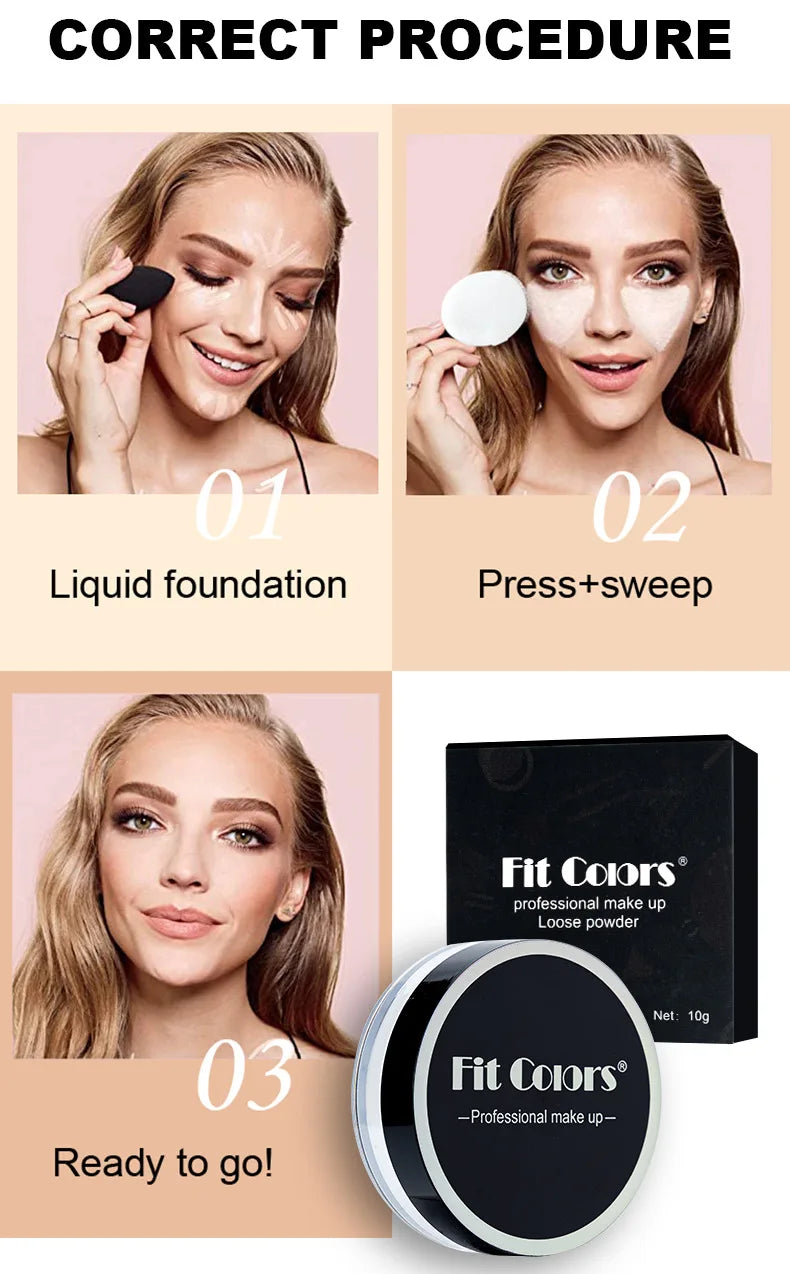 Waterproof Loose Powder Makeup Setting Powder Oil Absorbing Long Wear Finishing Powder for Flawless Smooth Skin