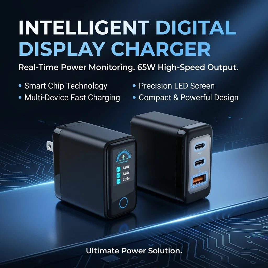 65W GaN Fast Charging Station with LCD Digital Screen, PD3.0 Wall Charger for Laptop, iPhone 17 , Samsung, iPad, Power Delivery