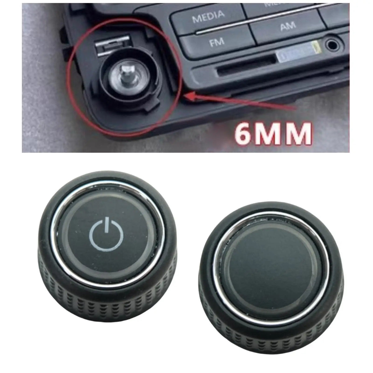 Car Radio Knob Volume Button Black 6C0919603 Accessory Professional Sturdy High Performance Attachment Simple Installation