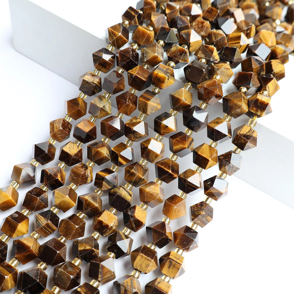 New 10MM Faceted Natural Stone Amazonite Tiger Eye Crystal Octagonal Beads DIY Jewelry Making Bracelet Necklace Wholesale