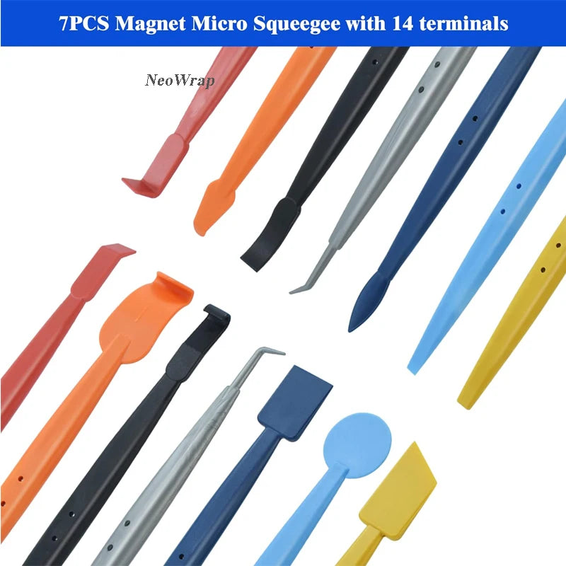 Kit de ferramentas para vinil autocolante, espátula magnética flexível, micro espátula, raspador de cantos e ferramentas para ranhuras curvas para instalação de películas em veículos com contornos