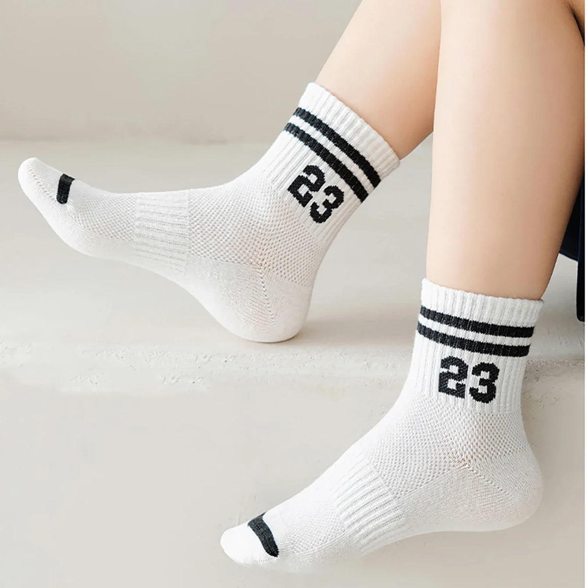 5 pairs of children's socks, thin breathable mesh socks for summer, fashionable sports socks for spring and autumn, student sock