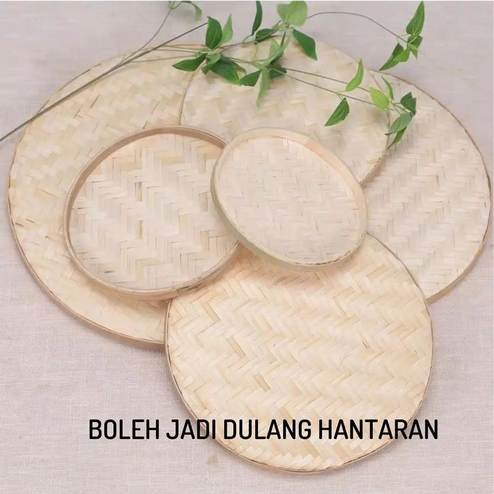 4 Size Hand-woven Bamboo Sieve Hand-painted Bamboo Raft Round Dustpan DIY Decorative Fruit Bread Basket Kitchen Storage Tray