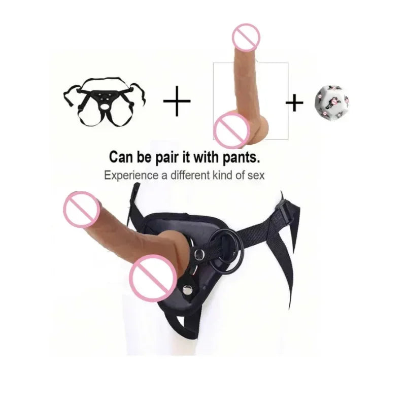 Wear Strap on Realistic Dildo for woman lesbian Sexual games Sex Toys Product Adult  Penis Exerciser Female Vagina Massage Gode