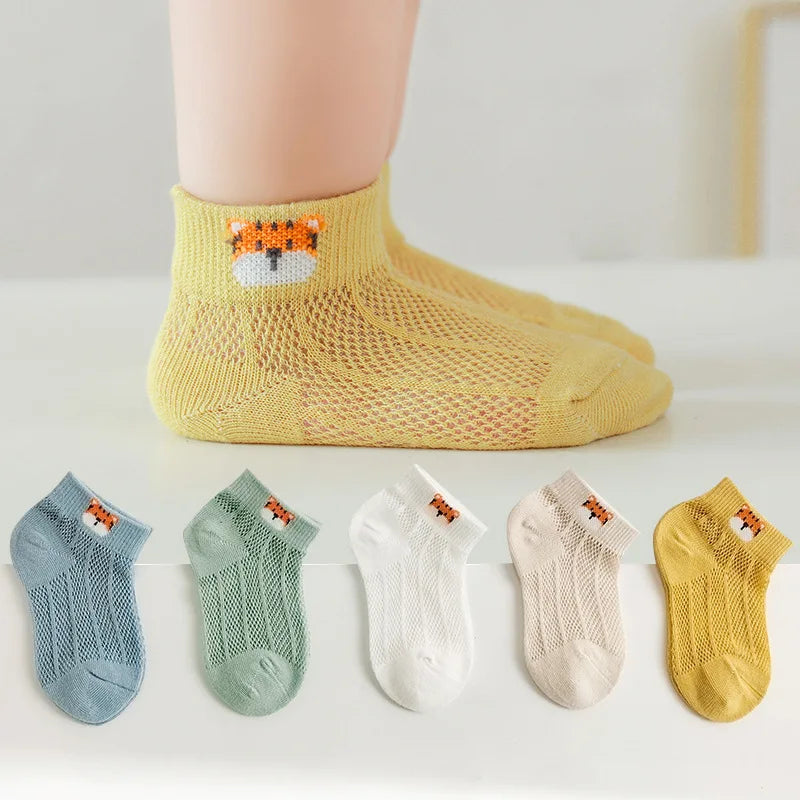 5 PAir Set Children Socks Summer Fishnet Boy Socks Spring Summer Thin Mesh Boat Socks Boys Girls Short Socks