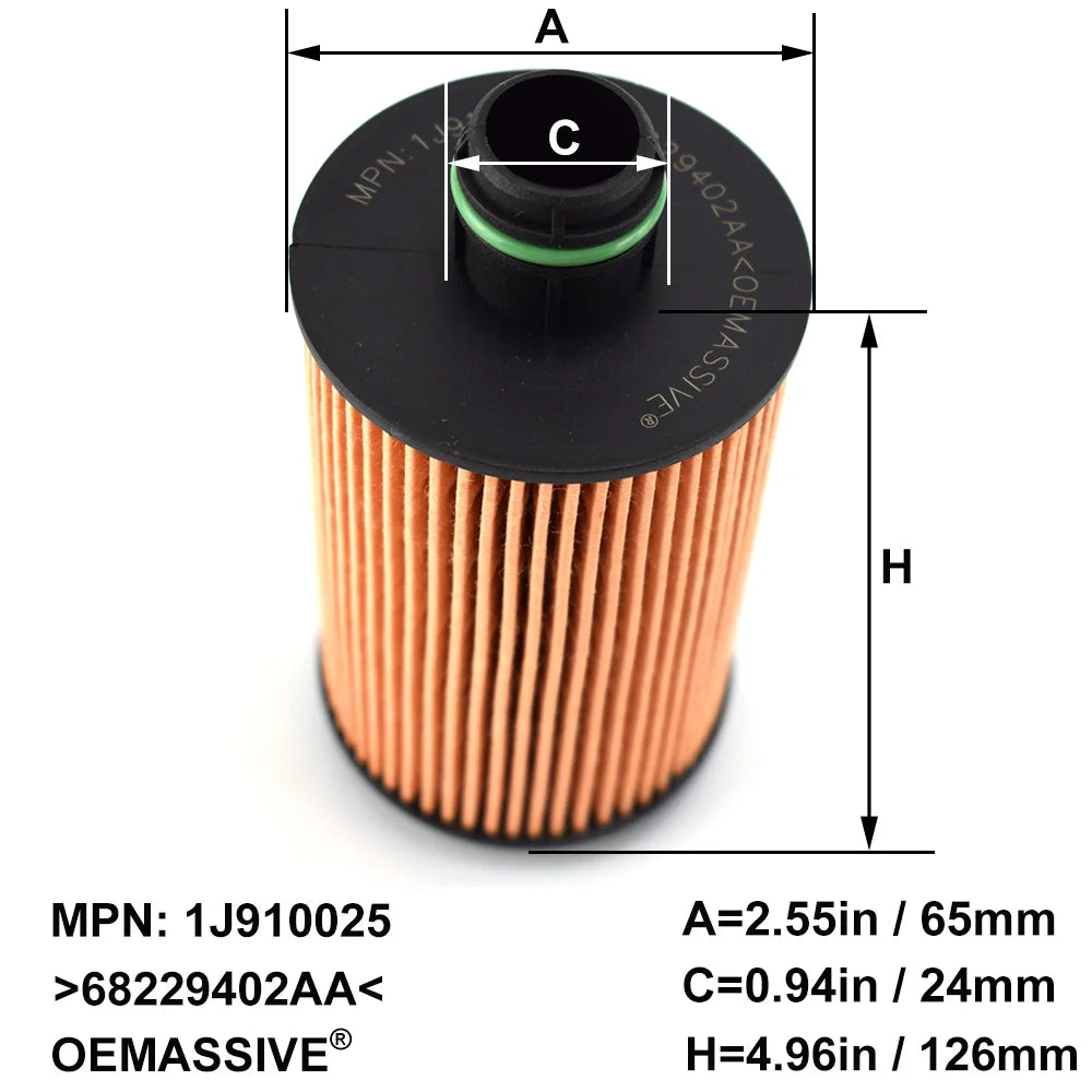 Oil Filter 68229402AA For Chrysler Ram 1500 2014-2018 / Jeep Grand Cherokee WK2 2014 2015 2016 2017 2018 2019 2987cc 3.0L V6