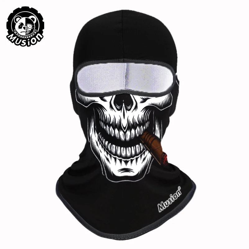 Musion Balaclava Helmet Liner Full Face Mask Skull Print Moto Topeng Muka Rider for Cycling and Riding Motorcycle