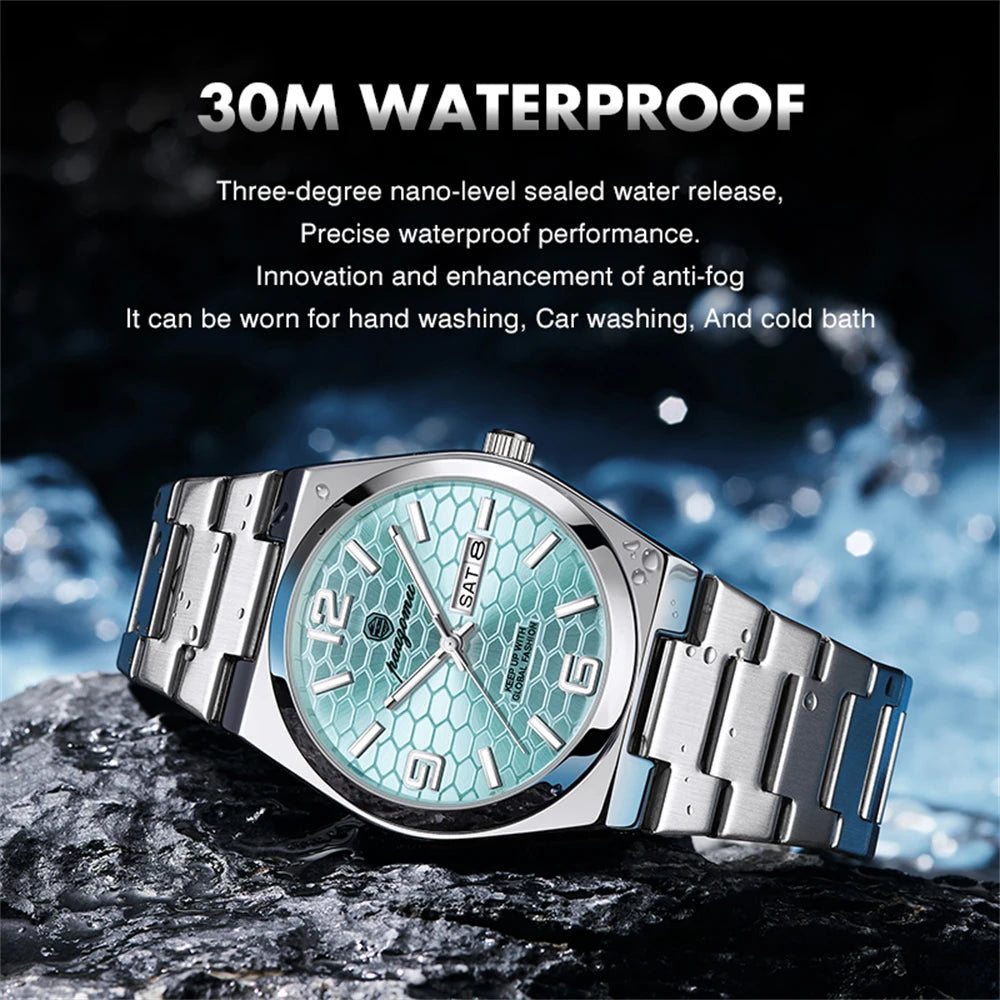 PAAZOMU Luxury Brand Man Watch Waterproof Luminous Date Week Men's Quartz Wristwatch Stainless Steel Fashion Sports Men Watches