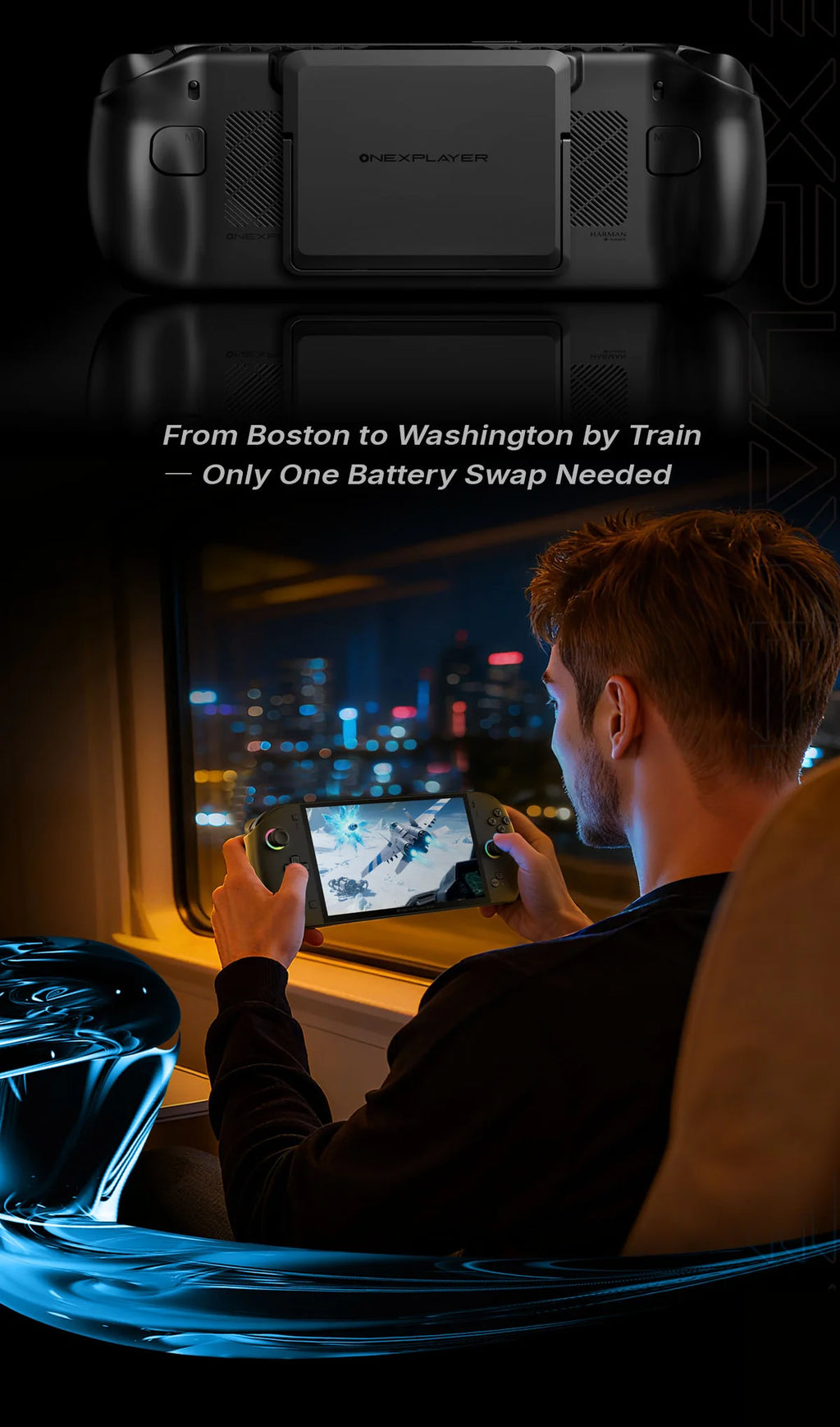 OneXPlayer APEX AIR Windows Handheld Game Console Intel Arc G3E 8" 120Hz VRR Screen 85Wh Swap Battery Dual SSD Cooling Gaming PC