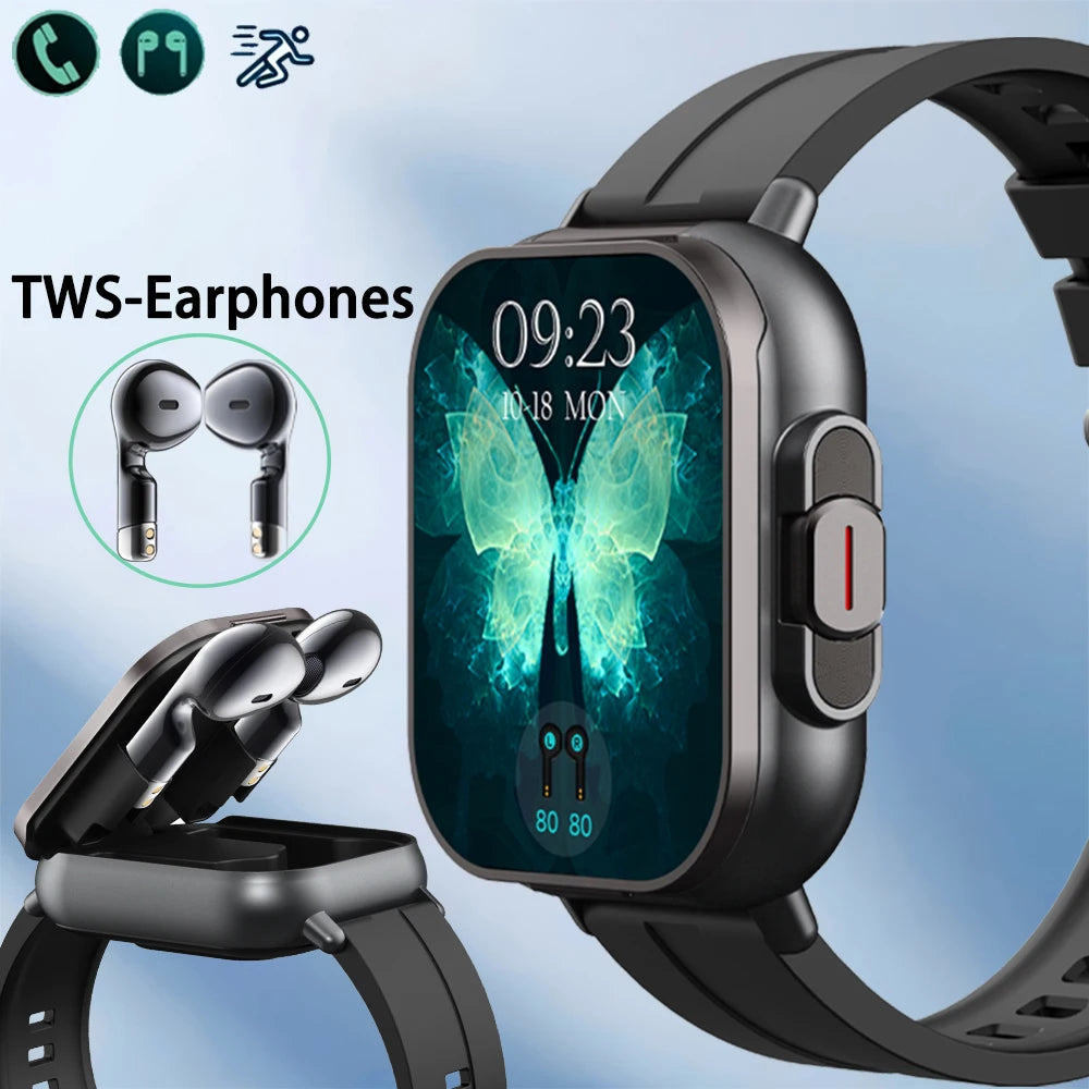 2-in-1 Smartwatch with Built-in TWS Earphones, Supports Wireless Charging, 2.01 High-Definition Display Screen, Multiple Sports