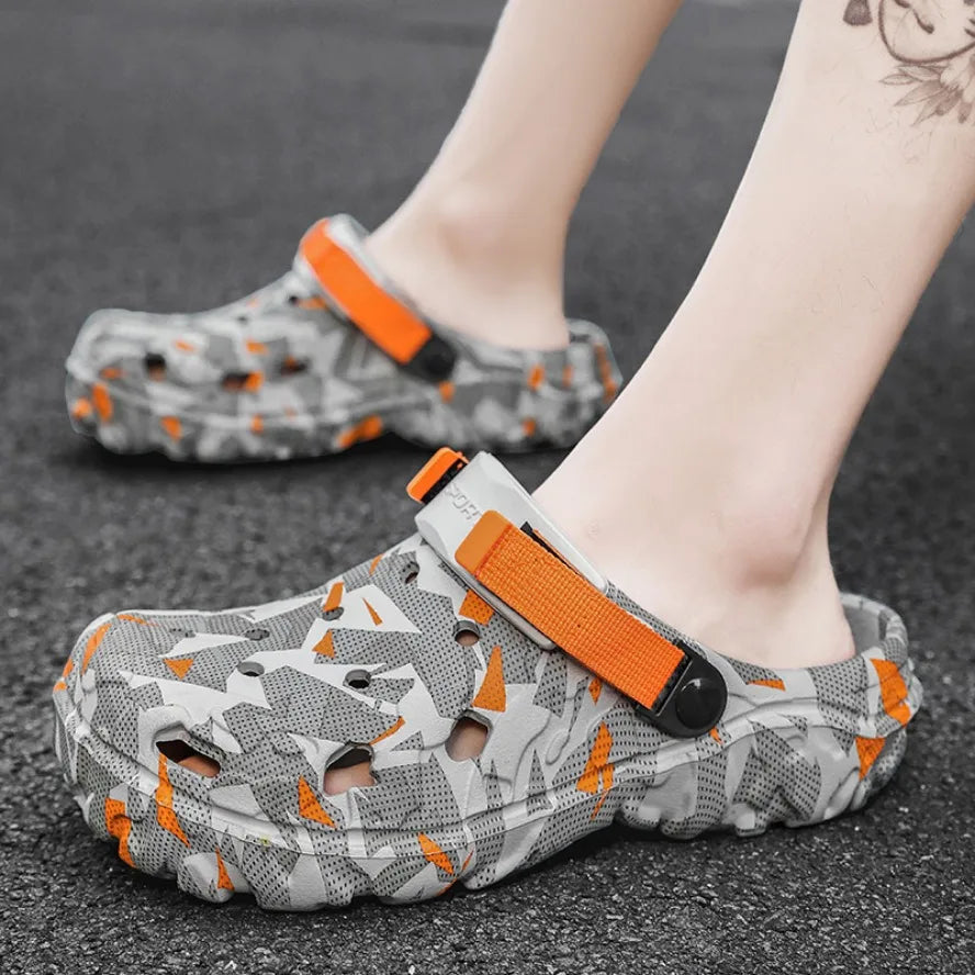 Shoes Men's Clogs Slippers Sandals 46 47 Male Garden Shoes Flat Camouflage Sandals Male Big Size Outdoor Flip Flops Home Clogs