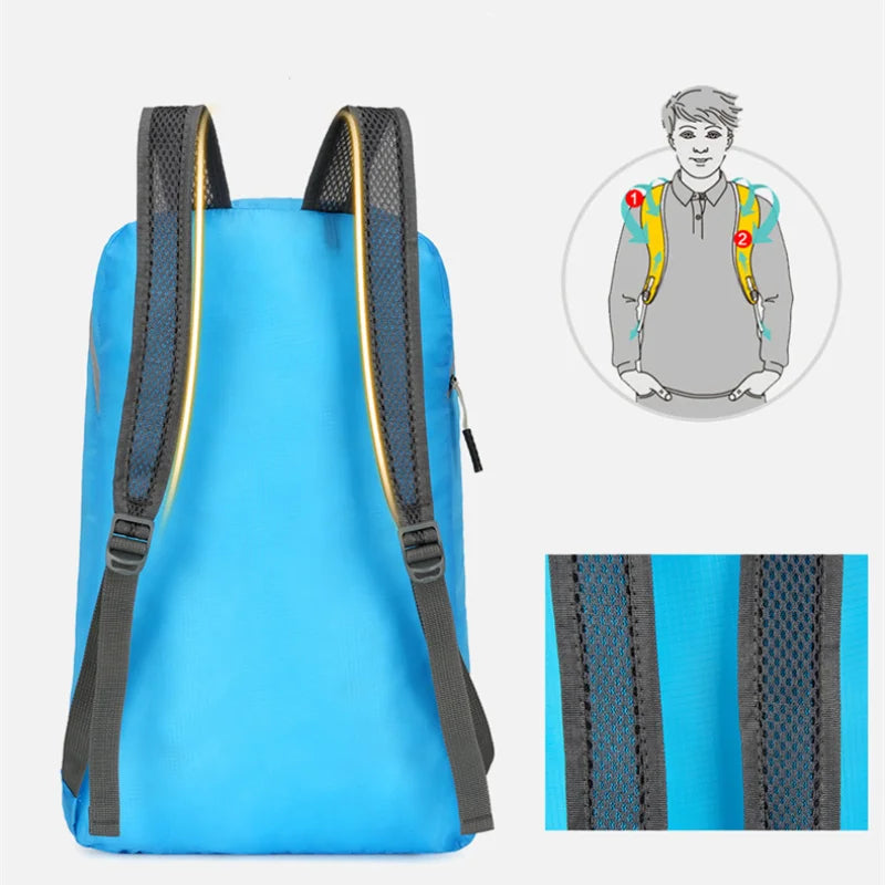 Portable Foldable Travel Backpack Light Sports Backpack Multifunctional Outdoor Mountaineering Bag Unisex Waterproof Backpack