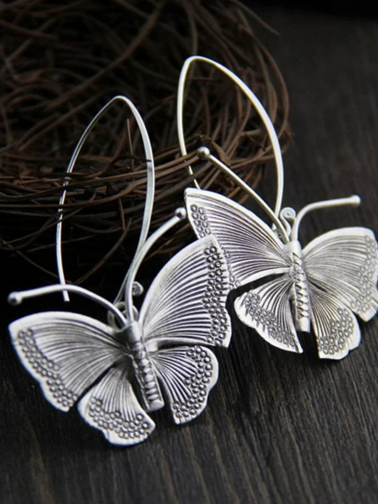 Retro Butterfly Earrings Simple Atmosphere Style Earrings Temperament Fashion Minority Design Ear Jewelry Women's New Style