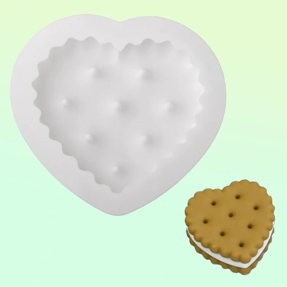Moldes de silicone para bolachas, chocolates ou bolos em forma de coração, quadrado ou retangular, utensílios de cozinha para pastelaria e sobremesas