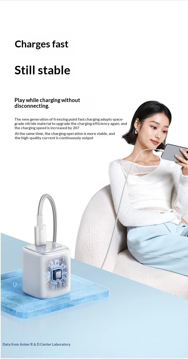 Anker 30w Pd Fast Charger Ice Sensing Usb C Wall Charger For Phone 16 Pro Max Phone 15 Pro Portable Mobile Phone Power Adapter