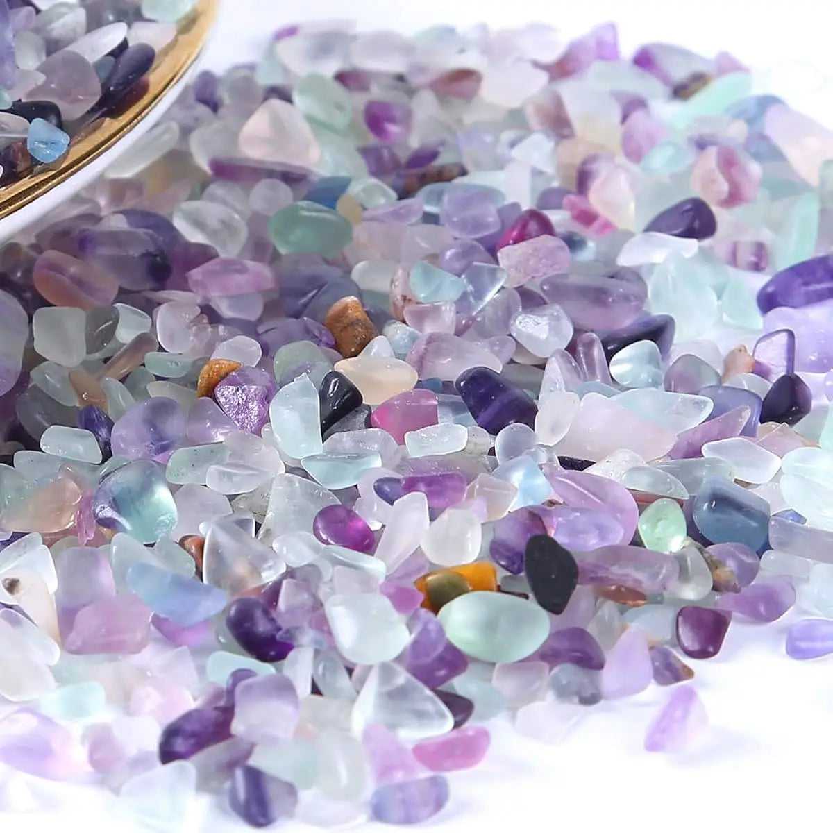 100g Amethyst/Colorful Fluorite/Botswana Agate Semi Tumbled Gemstone Mini Chips 5 - 8mm