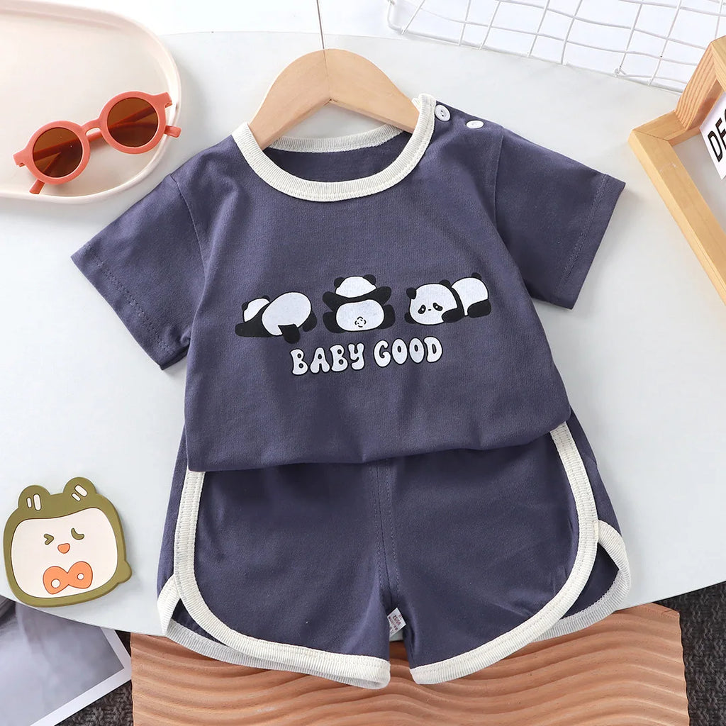 Summer Cotton cartoon Casual Childrens Set Baby Clothes Girl Girl Boy T-Shirt+Shorts 2 Pieces of 0-4-Year-Old Childrens Clothing