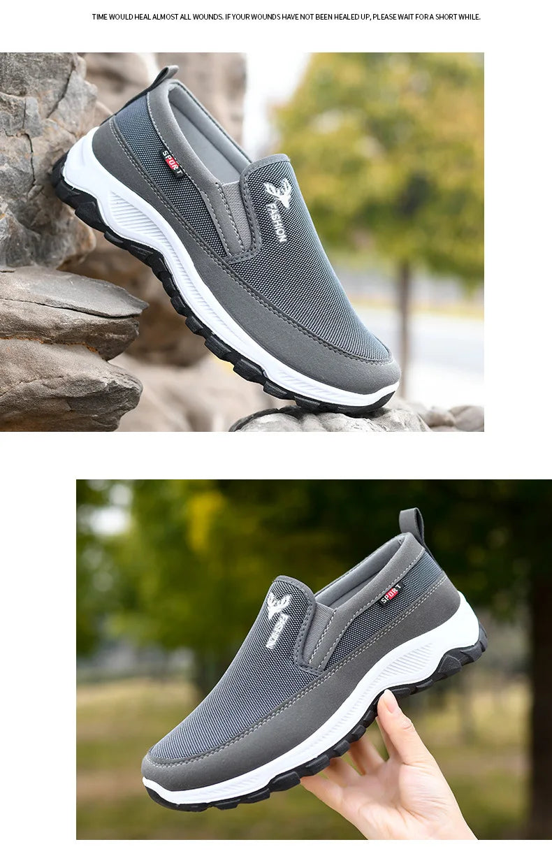 Men Running Hiking Sneakers Breathable Orthopedic Travel Plimsolls Slip On Comfortable for Outdoor Activity Hiking Walking