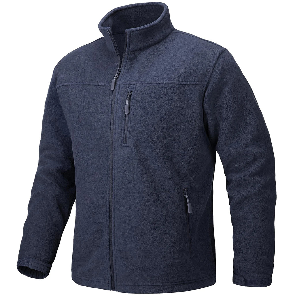 TACVASEN Men's Thermal Warm Fleece Jacket Stand Collar Full Zip Windbreaker Multiple-pockets Outerwear Working Hiking Coat