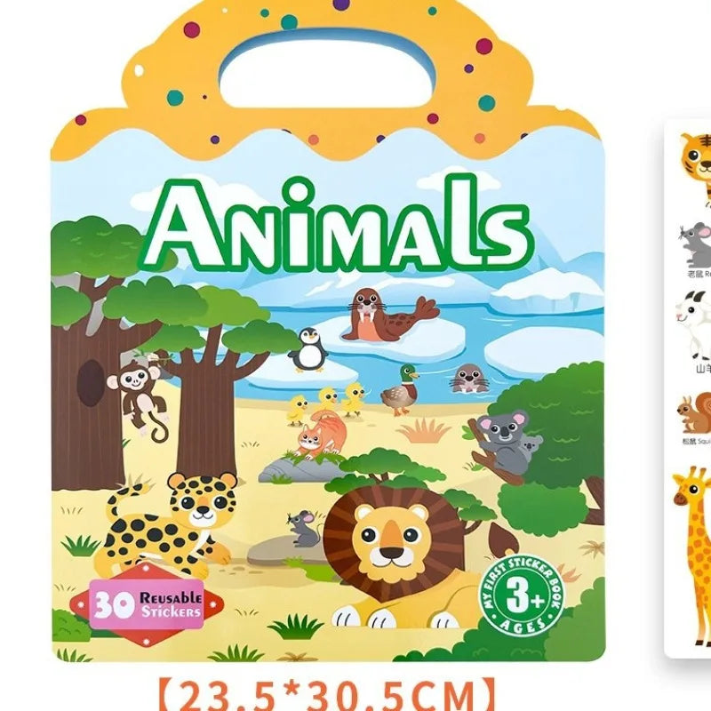 Children's Enlightenment Jelly Sticker Book Baby Hands-on DIY Jelly Sticker Puzzle Portable Puzzle Repeat Sticker Toy Magic Book