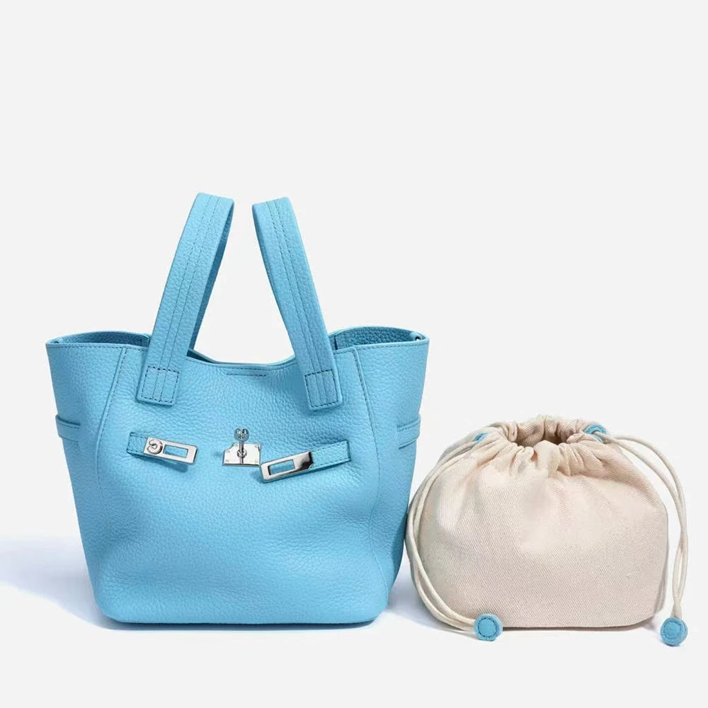 Fashion Original Brand Women Bag Genuine Leather Female Top Handle Soft New Handbags Custom Name Luxury Designer Tote Bucket Bag