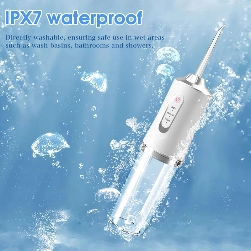 2026 Oral Irrigator Portable Dental Water Flosser USB Rechargeable Water Jet Floss Tooth Pick 4 Jet Tip 220ml 3 Modes
