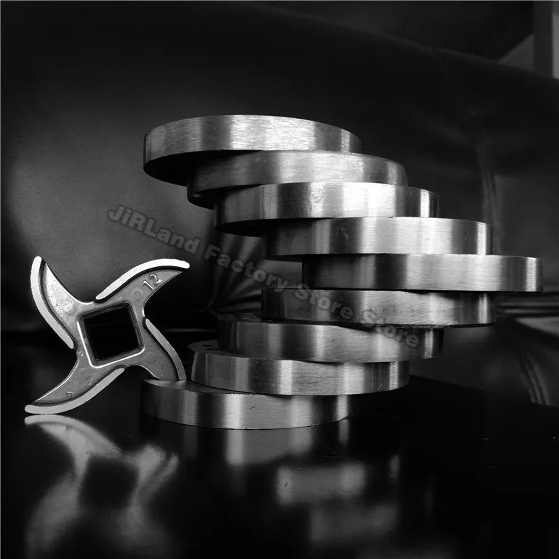 304 Stainless Steel Meat Grinder Blade Mincer Plate Disc Replacement Part for 8# Type Manual Meat Grinder Mincer Knife Accessory