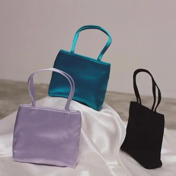 Women Bag Silk-like 2025 New Spring Summer Korean Simple Solid Purses and Handbags Girls Bags