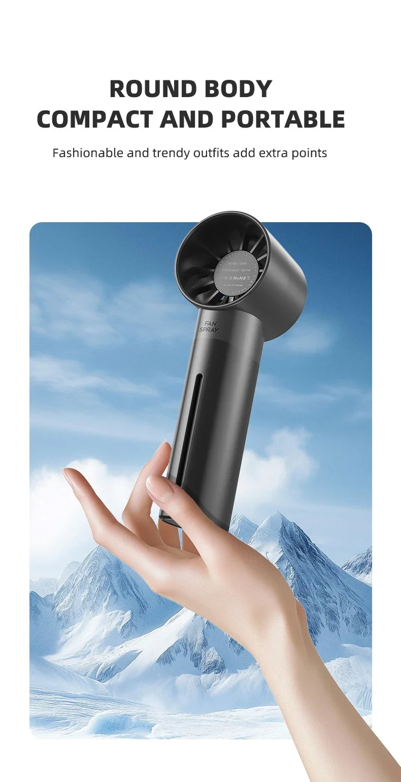 Handheld Small Fan Turbine Spray Mini Fan Water Replenishing Outdoor Camping Dormitory Household Portable USB Summer Cooling
