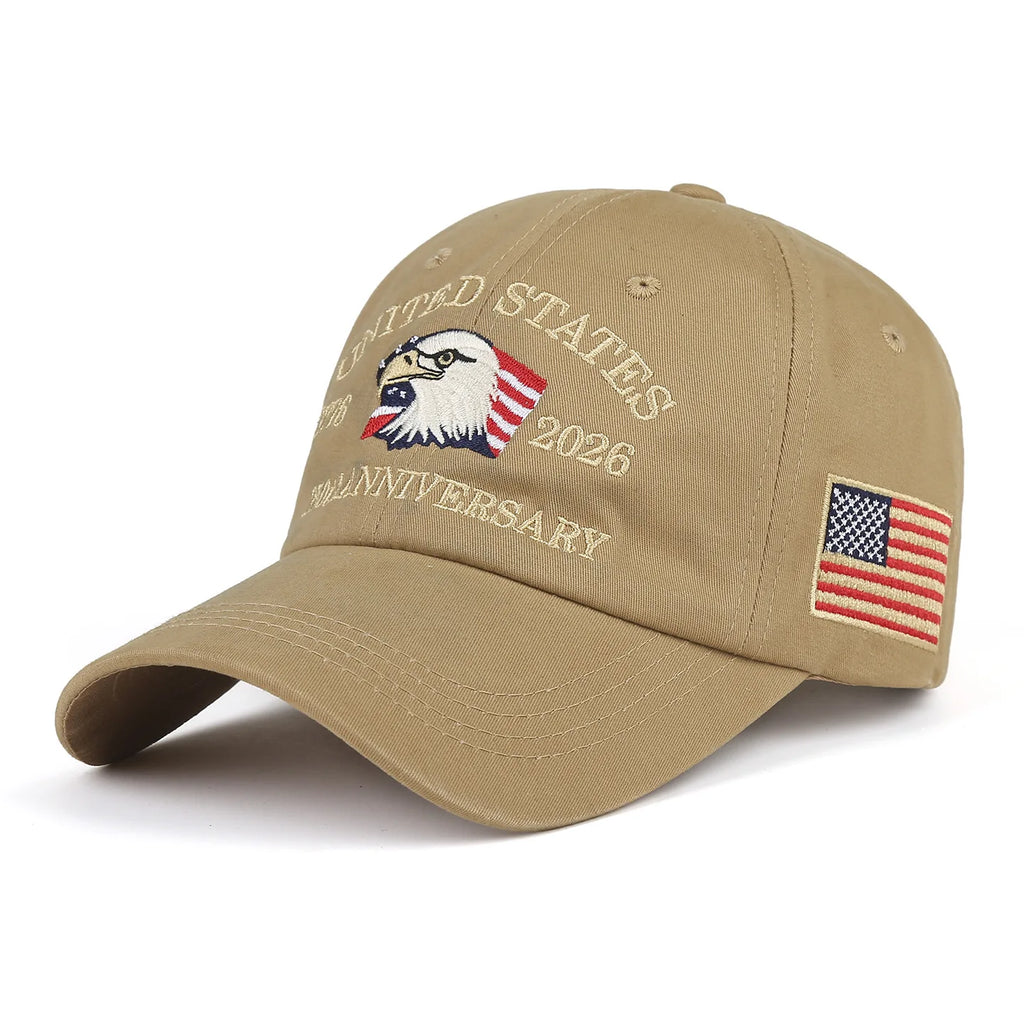 Vintage American-Style 250Th Anniversary Baseball Cap with Embroidered Eagle Flag Design, Adjustable Head Circumference, Unisex Sun Hat
