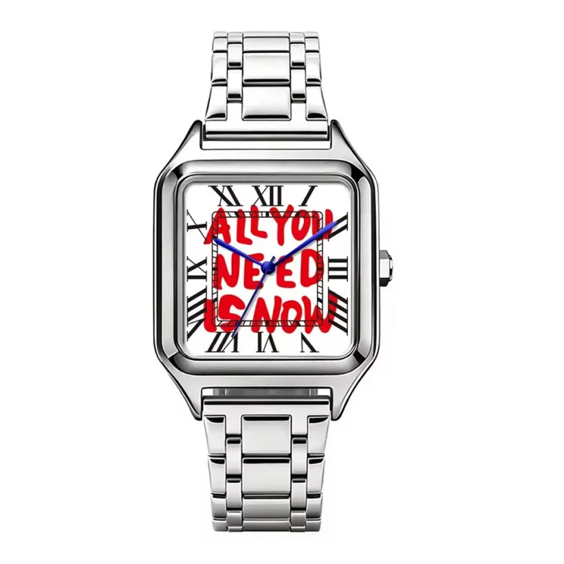 2026 New Creative "Time Is Money" Men's Watch Square Luxury Quartz Watch Graffiti Dial Streetwear Relogio Masculino Hip Hop