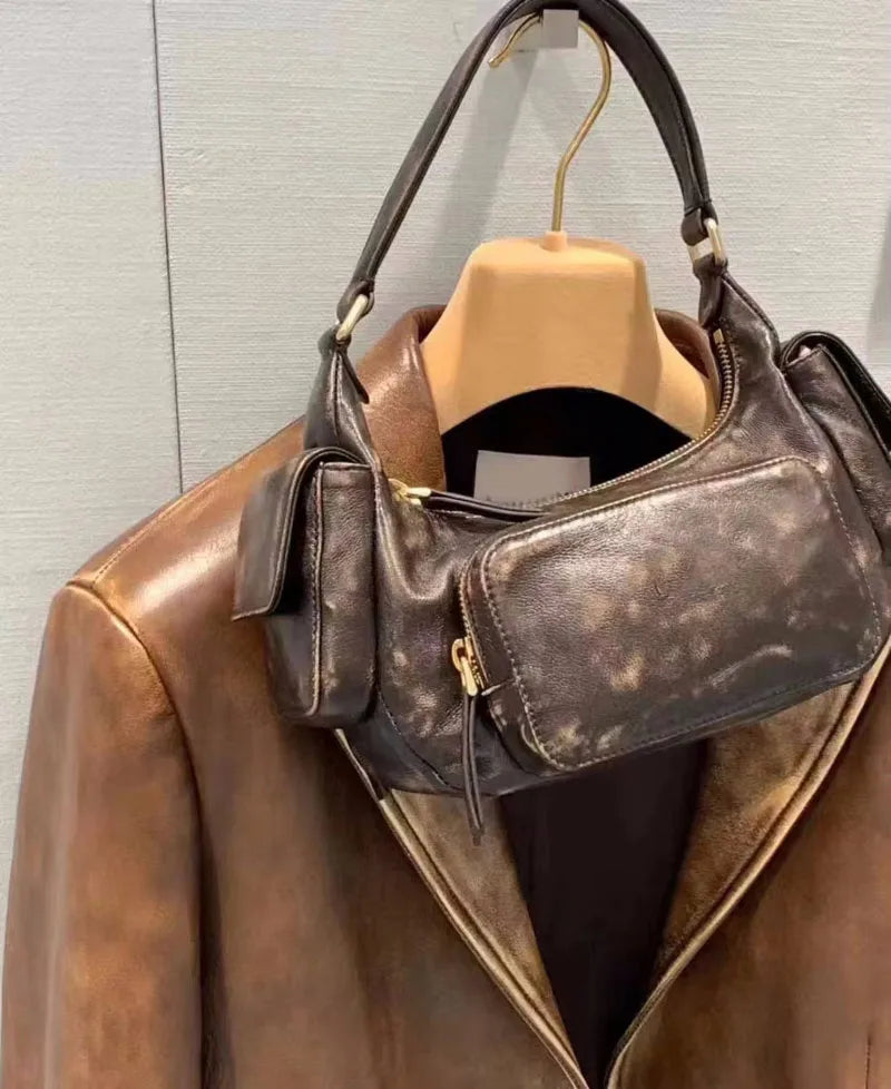 Annmouler Design Hobo Multi Pocket Locomotive Bag New Single Shoulder Bag Underarm Bag High Capacity Women Bag