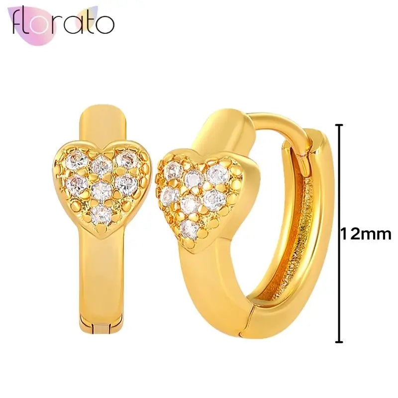 925 Sterling Silver Ear Buckle Retro Metal Heart Pendant Hoop Earrings for Women CZ Huggie Earrings Fashion Females Jewelry