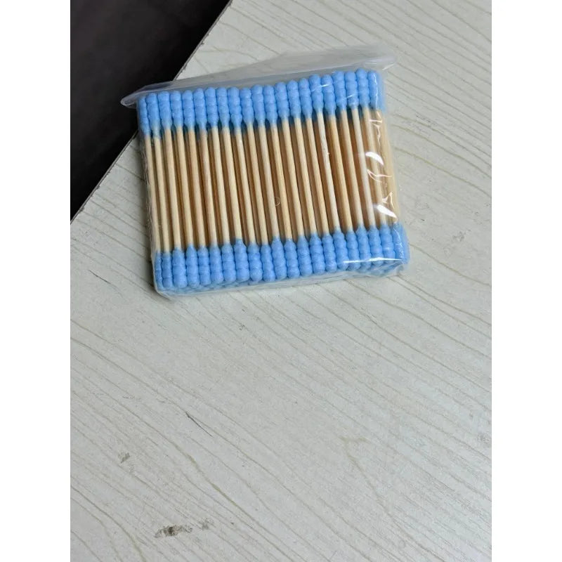100Pcs Color Mix Double Head Bamboo Cotton Buds Adults Makeup Cotton Swab Eco Friendly Wood Sticks Nose Ears Cleaning Tools
