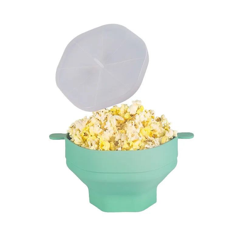 Silicone Microwave Popcorn Bowl Foldable Popcorn Maker Bucket Bowl with Lid Folding Large Capacity Popcorn Kitchen Baking Tools