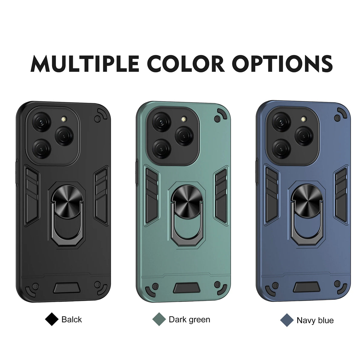 Case For Tecno Spark 20 Pro KJ6 Magnetic Metal Ring Holder TPU Frame Armor Plastic Shockproof Phone Protective Cover Fundas
