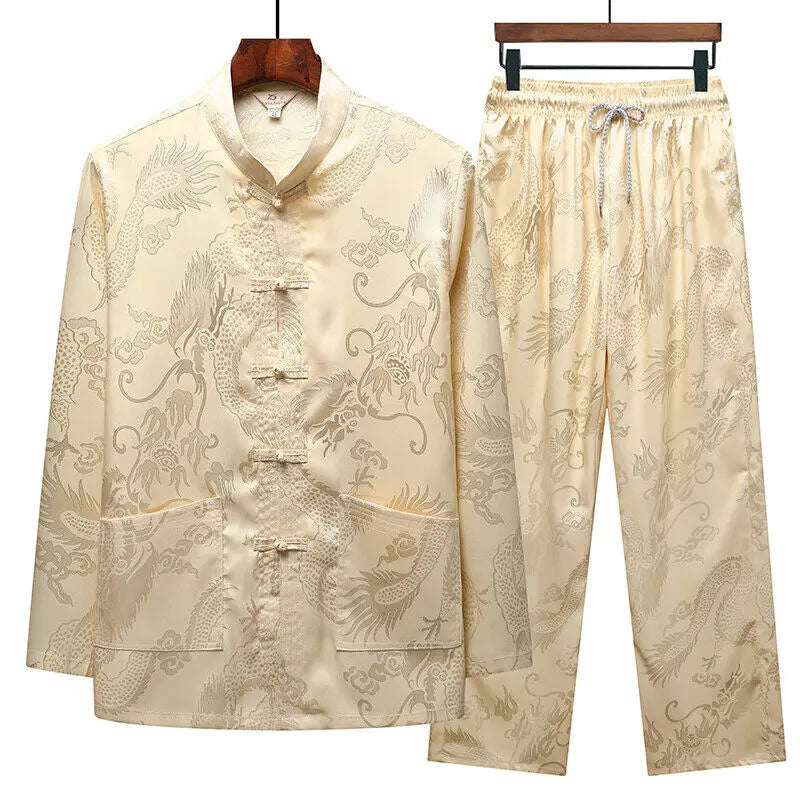 Shirts + Pants 2026 summer long sleeve Sportswear Men's Casual Sets Man Fashion Chinese style men shirts and trousers size M-4XL